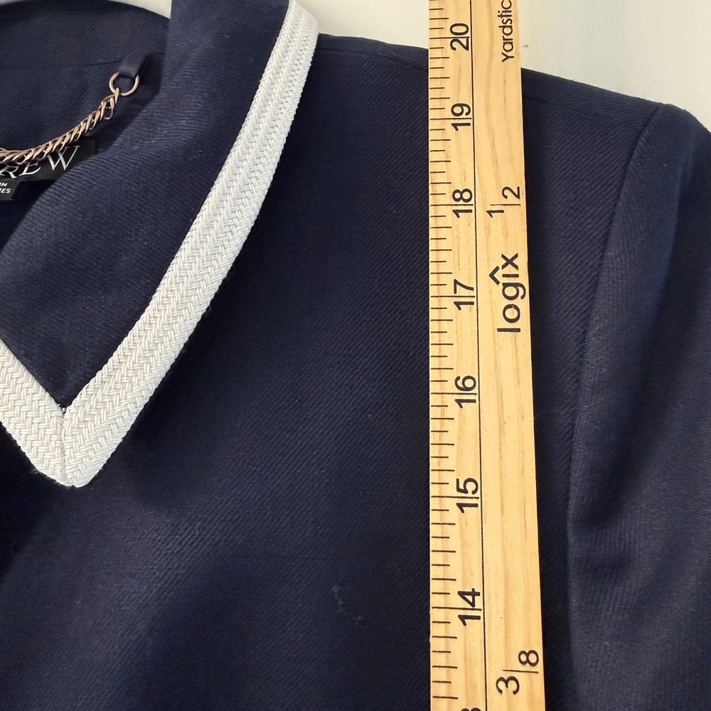 J. Crew Lucie lady jacket in stretch linen blend 8 Navy White New with Tags $268 - Picture 11 of 11